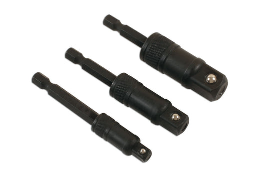 Laser Tools 3pc 75mm Drill Impact Quick Locking Socket Adaptor Set 7778