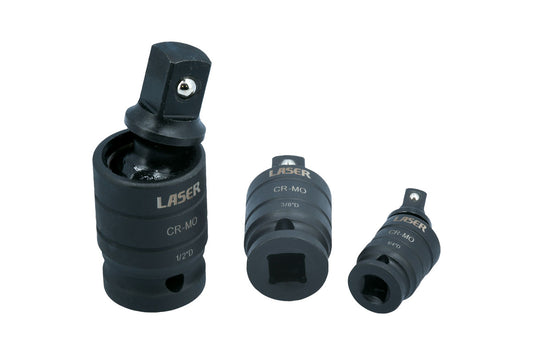 Laser Tools Impact Universal Joint Set 3pc 1/4" 3/8" & 1/2" Drive Joints 7815
