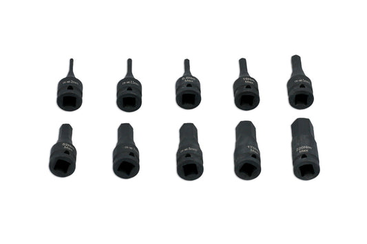 Laser Tools Impact Hex Socket Bit Set 1/4"D 10pc 7838
