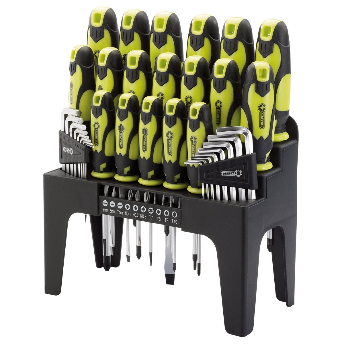 Draper Screwdriver Hex Key and Bit Set Green 44 Piece In Display Holder 78619
