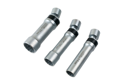 Laser Tools Metric Universal Joint Spark Plug Socket Set 3/8"D 3pc Bi Hex 7891