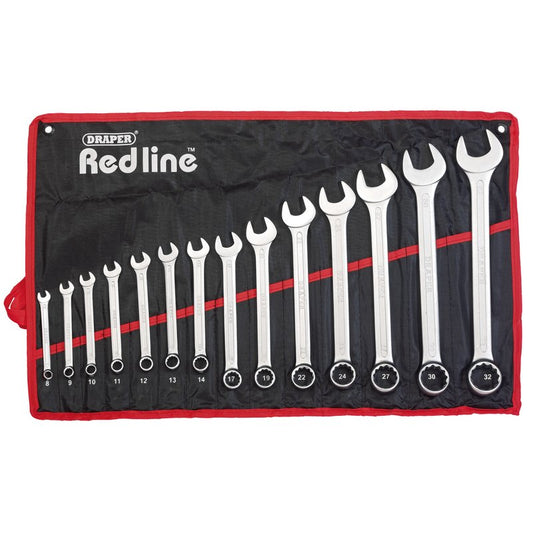 Draper Redline Metric Combination Spanner Set 14 Piece 8-32mm Bi Hexagon 80931