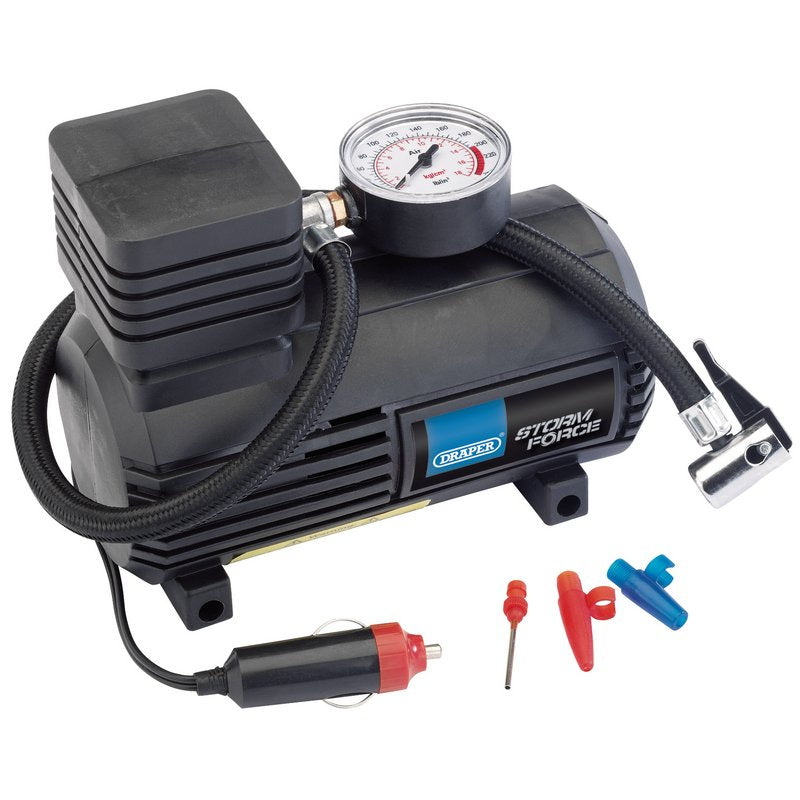 Draper 250psi 12V Mini Analogue Air Compressor For car bike tyres airbeds 81023