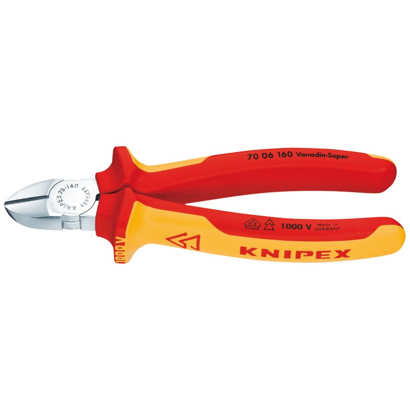 Knipex 160mm Diagonal Side Cutter Insulated 1000V AC 1500V DC 70 06 160 SBE