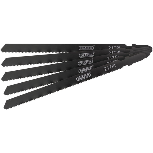 Draper DT318A Jigsaw Blade Set 130mm 5 Piece Bayonet fitting 21TPI 81732