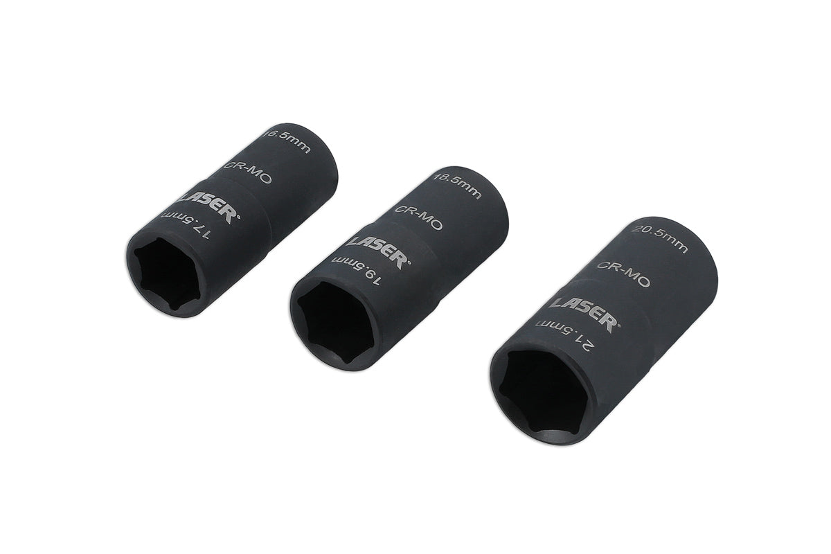 Laser Metric Double Ended Damaged Wheel Nut Socket Set 3pc Hex 8214 Clearance
