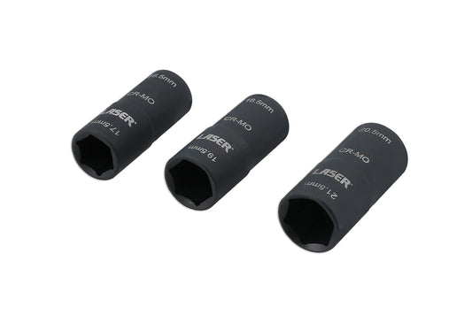 Laser Metric Double Ended Damaged Wheel Nut Socket Set 3pc Hex 8214 Clearance