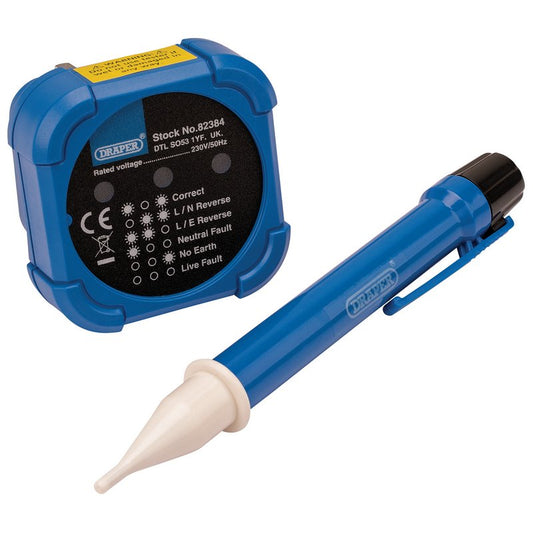 Draper 230V 13 Amp Socket and Voltage Tester Set 200-600V 3A 82384