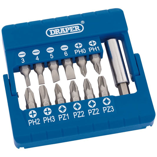 Draper 1/4" Screwdriver and Magnetic Bit Holder Set 13 Piece Standard 82392