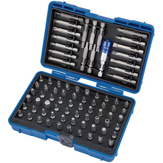 Draper Screwdriver and 1/4" Bit Holder Set 80 Piece Mixed Long & Short 82396