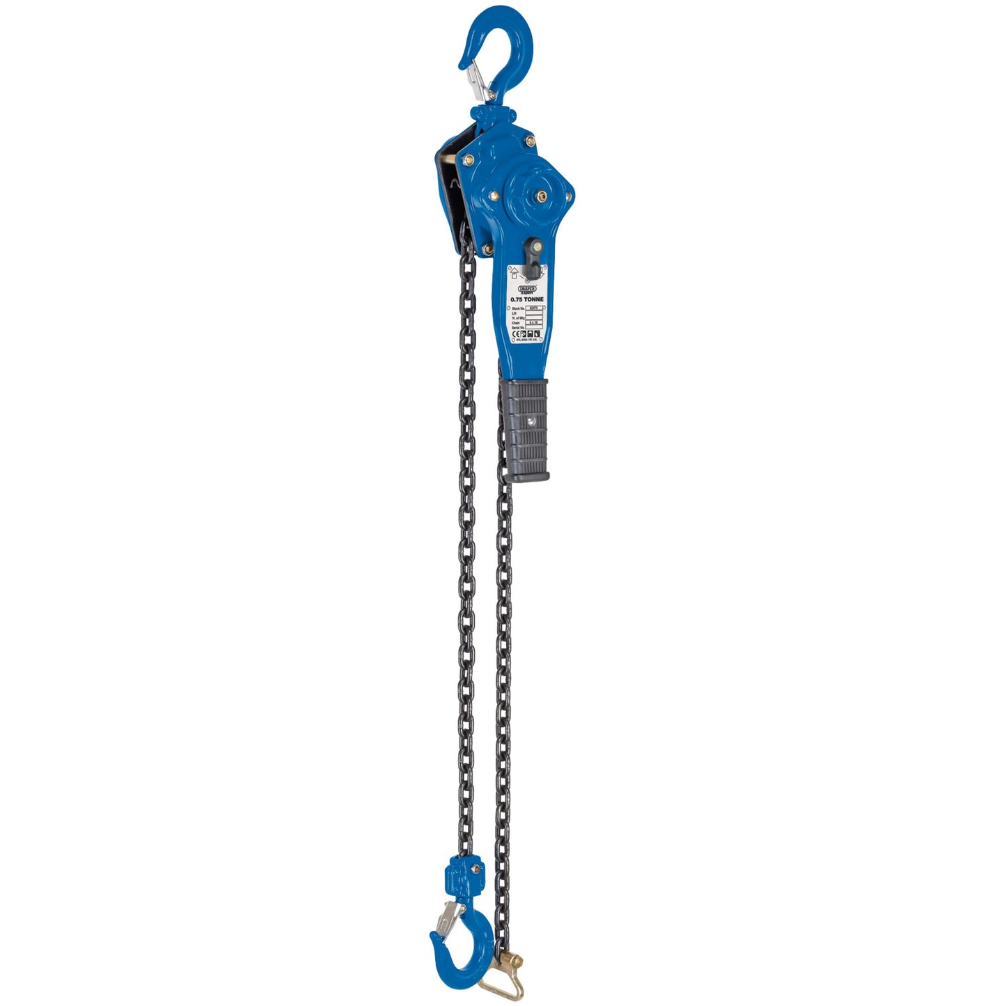 Draper Chain Lever Hoist Block Tackle 0.75 Tonne Load Braking Double Pawls 82475
