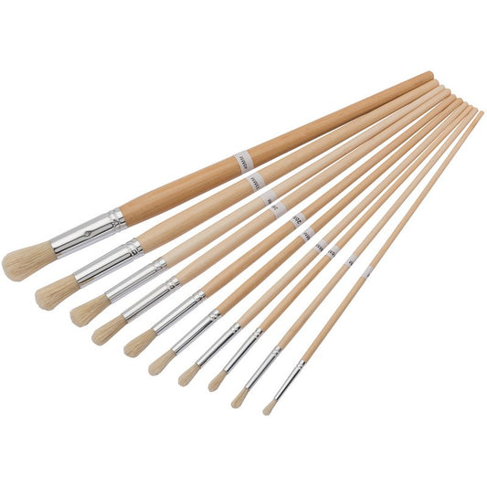 Draper Artist Paint Brush Set 10 Piece wooden handles and pure bristles 82523