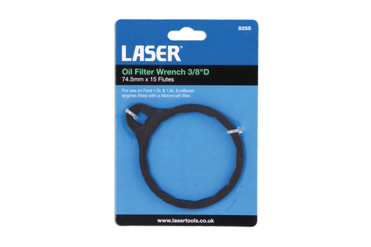Laser Tools Oil Filter Wrench 3/8�D - 74.5mm x 15 Flutes 8255