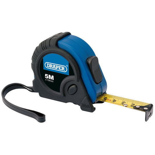 Draper Soft Grip Measuring Tape 5m 16ft x 19mm Locking button & belt clip 82818