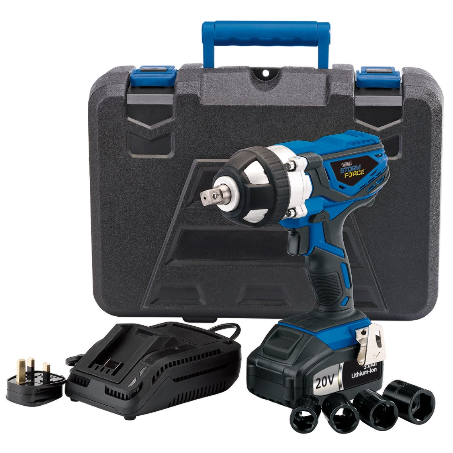 Draper Storm Force® 20V Impact Wrench, 1/2" Sq. Dr., 400Nm, 2 x 3.0Ah Batteries