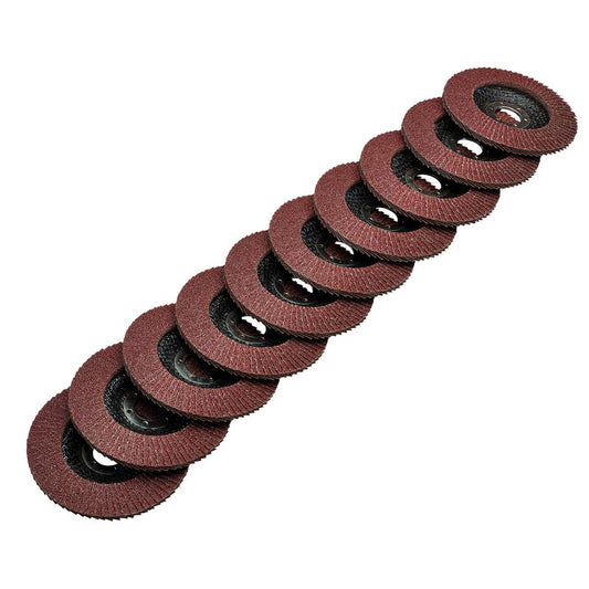 Draper Aluminium Oxide Flap Discs 115 x 22.23mm 60 Grit Pack of 10 - 83067