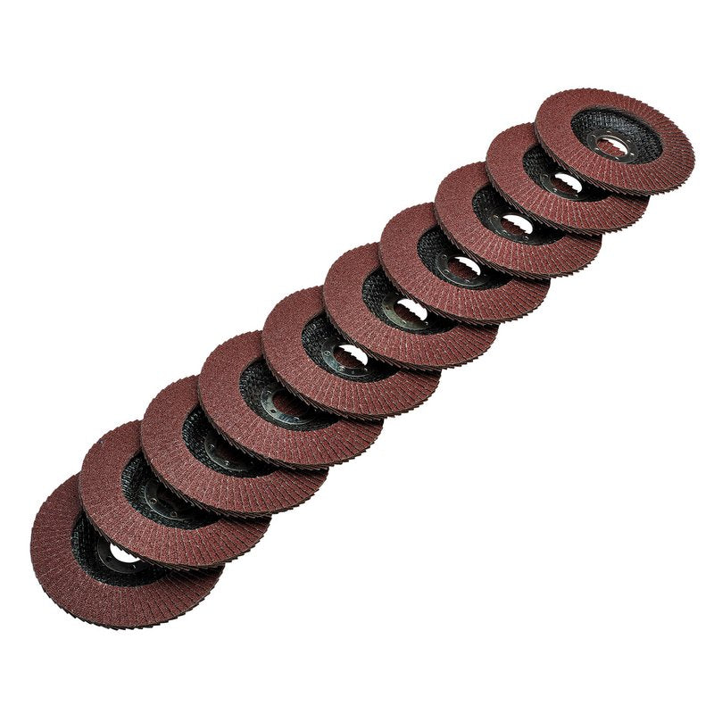 Draper Aluminium Oxide Flap Discs 115 x 22.23mm 80 Grit Pack of 10 - 83070