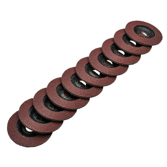 Draper Aluminium Oxide Flap Discs 115 x 22.23mm 80 Grit Pack of 10 - 83070
