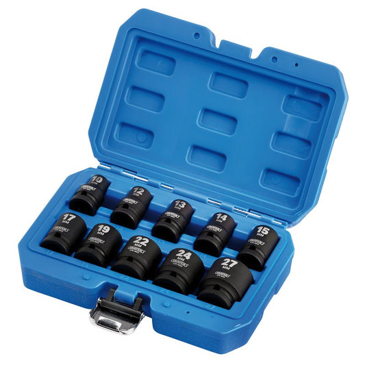 Draper Metric Impact Socket Set 1/2"D 10pc Standard Length In Storage Case 83092