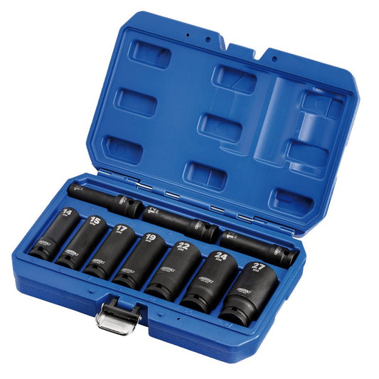 Draper Metric Deep Impact Socket Set 1/2"D 10 Piece 10-27mm 83096