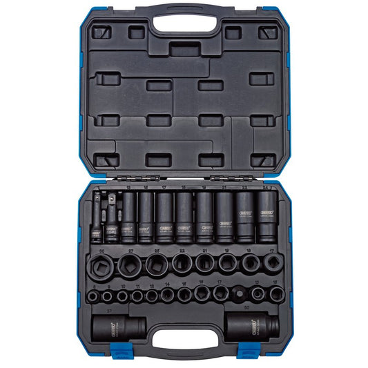Draper Metric Impact Socket Set 3/8" 1/2"D 32 Piece 6 Point Deep-Standard 83098