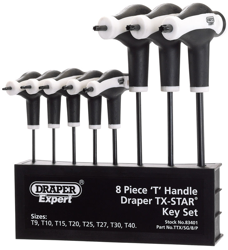 Soft Grip 'T' Handle Draper TX-STAR® Key Set (8 Piece)