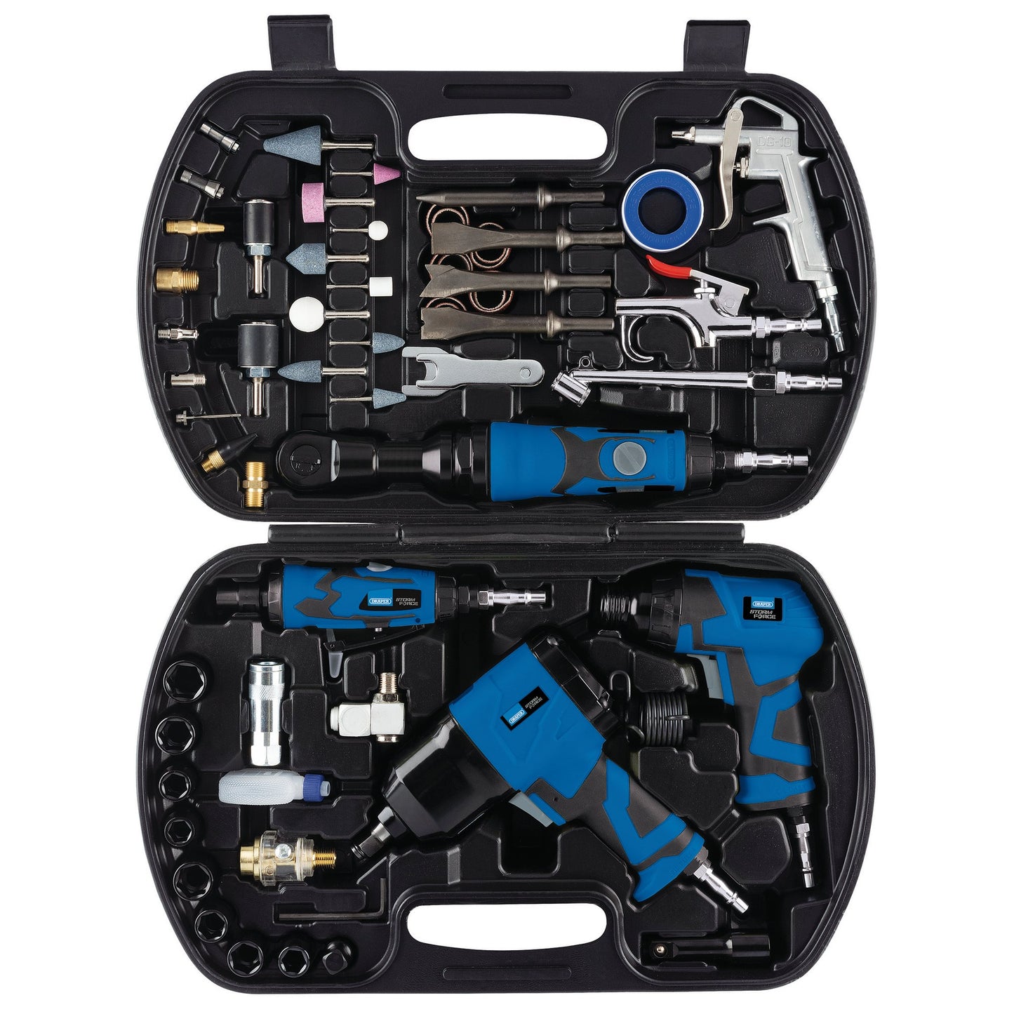 Draper Air Tool Kit 68 Pc Impact Wrench Air Ratchet Air Chisel Die Grinder 83431