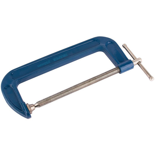 Draper C Clamp 250 x 90mm Malleable Cast Iron Tommy Bar Handle Swivel Shoe 83460