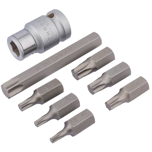 Draper Expert Torx Star Bit Set 1/2" Sq Dr 8 Piece 83562