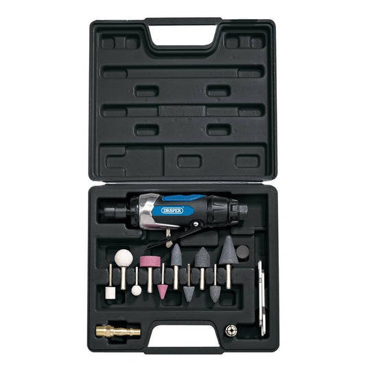 Draper Air Die Grinder Kit 15 Piece Collet Size 6mm Speed 25,000 rpm 83736