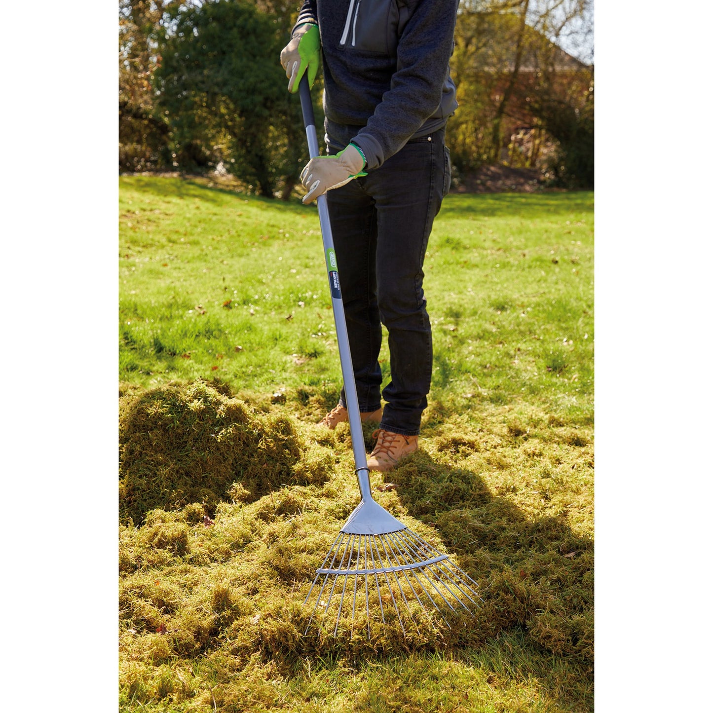 Draper Stainless Steel Soft Grip Lawn Rake 16 flexible round steel tines 83764