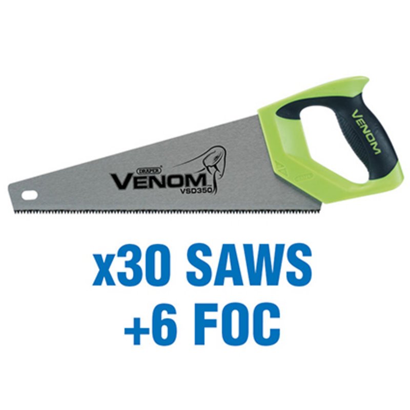 Draper Venom® First Fix Double Ground Tool Box Saws, 350mm (added value pack 30 saws + 6 foc)