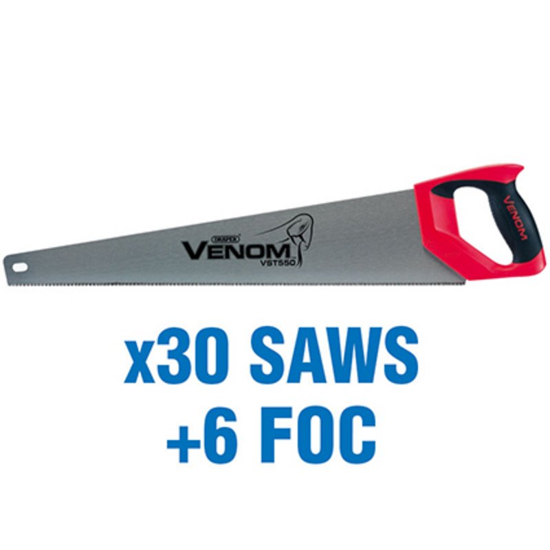 Draper Venom® Second Fix Triple Ground Handsaws, 550mm (added value pack 30 saws + 6 foc)