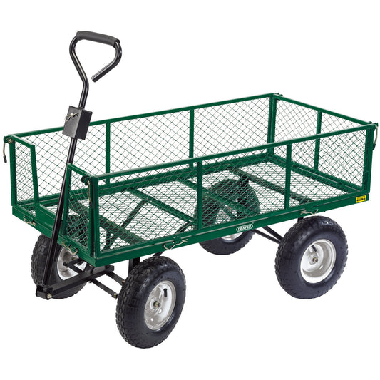 Draper Heavy Duty Steel Mesh Cart 450kg Fold Down Sides Pneumatic Wheels 85634