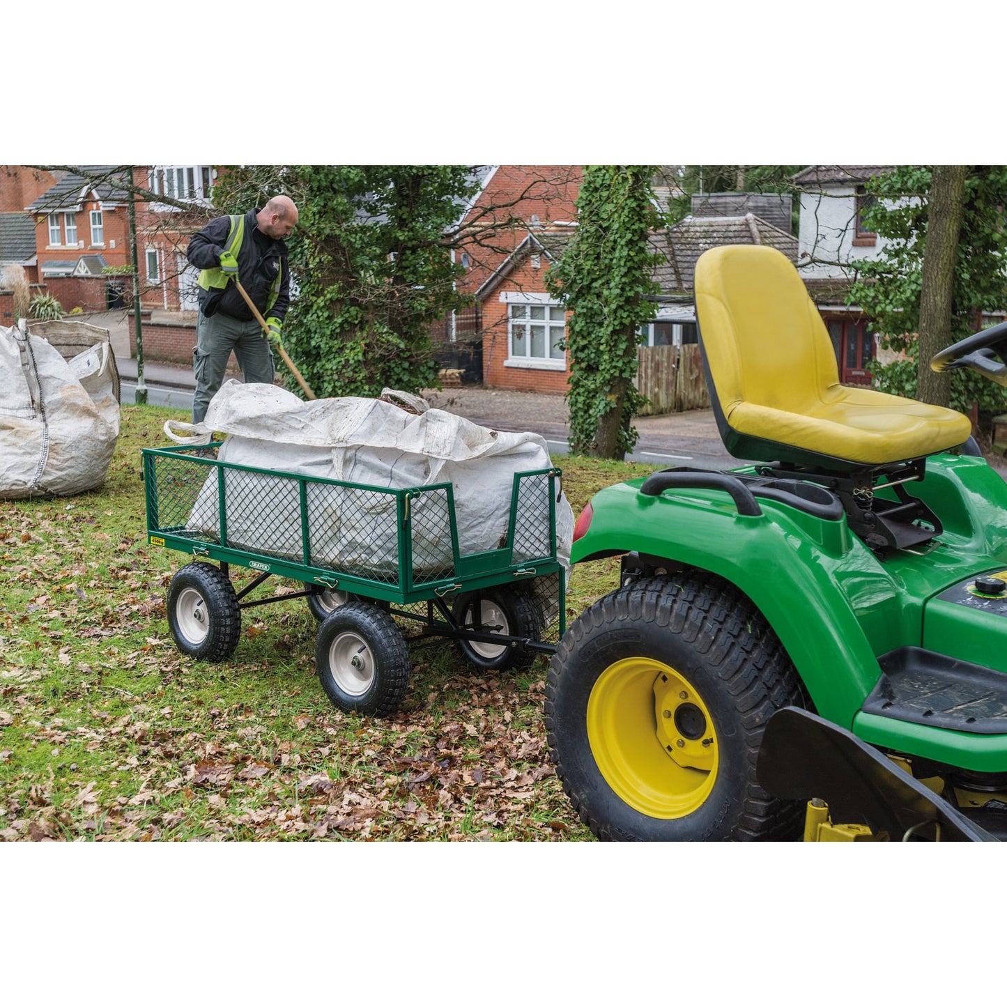 Draper Heavy Duty Steel Mesh Cart 450kg Fold Down Sides Pneumatic Wheels 85634