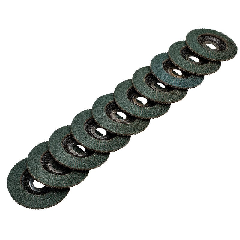 Draper Zirconium Oxide Flap Discs 115 x 22.23mm 80 Grit Pack of 10 - 85752