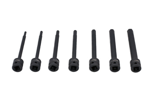 Laser Tools Extra Long Impact Hex Bit Set 1/2"D 7pc 8580