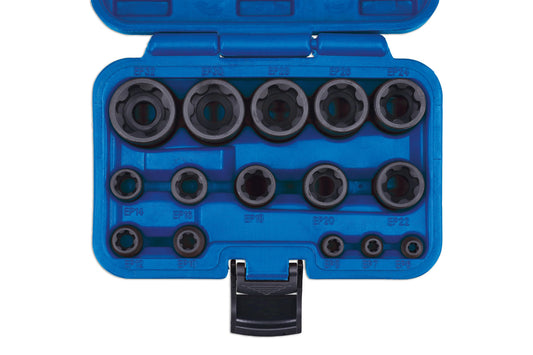 Laser Tools EP Female Torx Star Impact Socket Set 15pc Sizes EP6 to EP32 8692