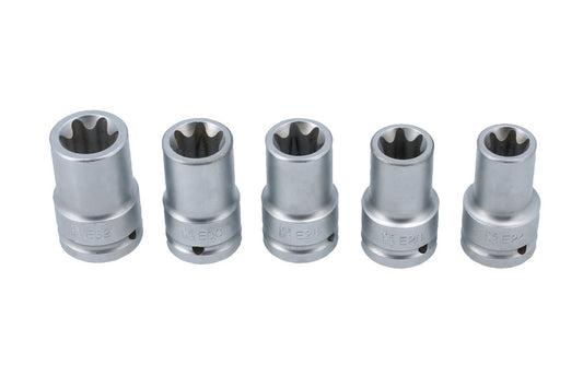 Laser Tools Impact Female Torx Star Socket Set 3/4"D 5pc Matt Silver Finish 8705