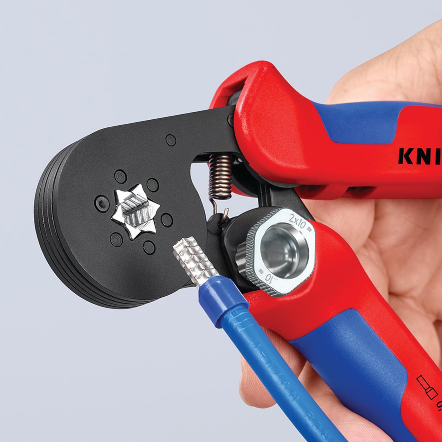 KNIPEX 97 53 14 SB Self- Adjusting Crimping Pliers, 2 x 10 mm&sup2;, 180mm