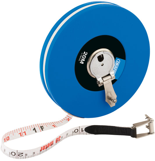 Draper Fibreglass Measuring Tape 20m 66ft x 13mm Flush Winding Handle 88215