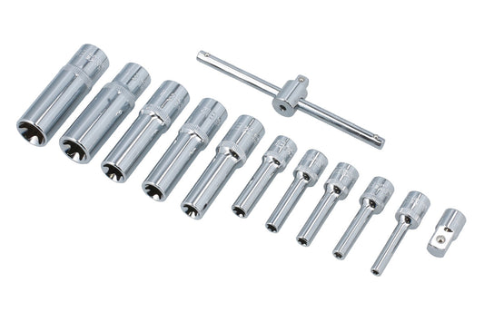 Laser Tools Deep E Torx Deep Socket Set 1/4" & 3/8"D 12pc E4 to E18 - 8867