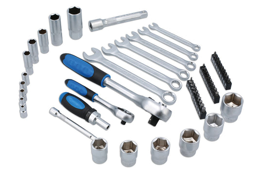 Laser Tools Mechanics Tool Kit 104pc 1/4” & 1/2” Plus Combination Spanners 8897