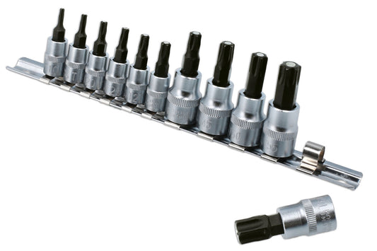 Laser Tools Magnetic Torx Star Bit Set 11pc T10 to T60 1/4" And 3/8"D 8898