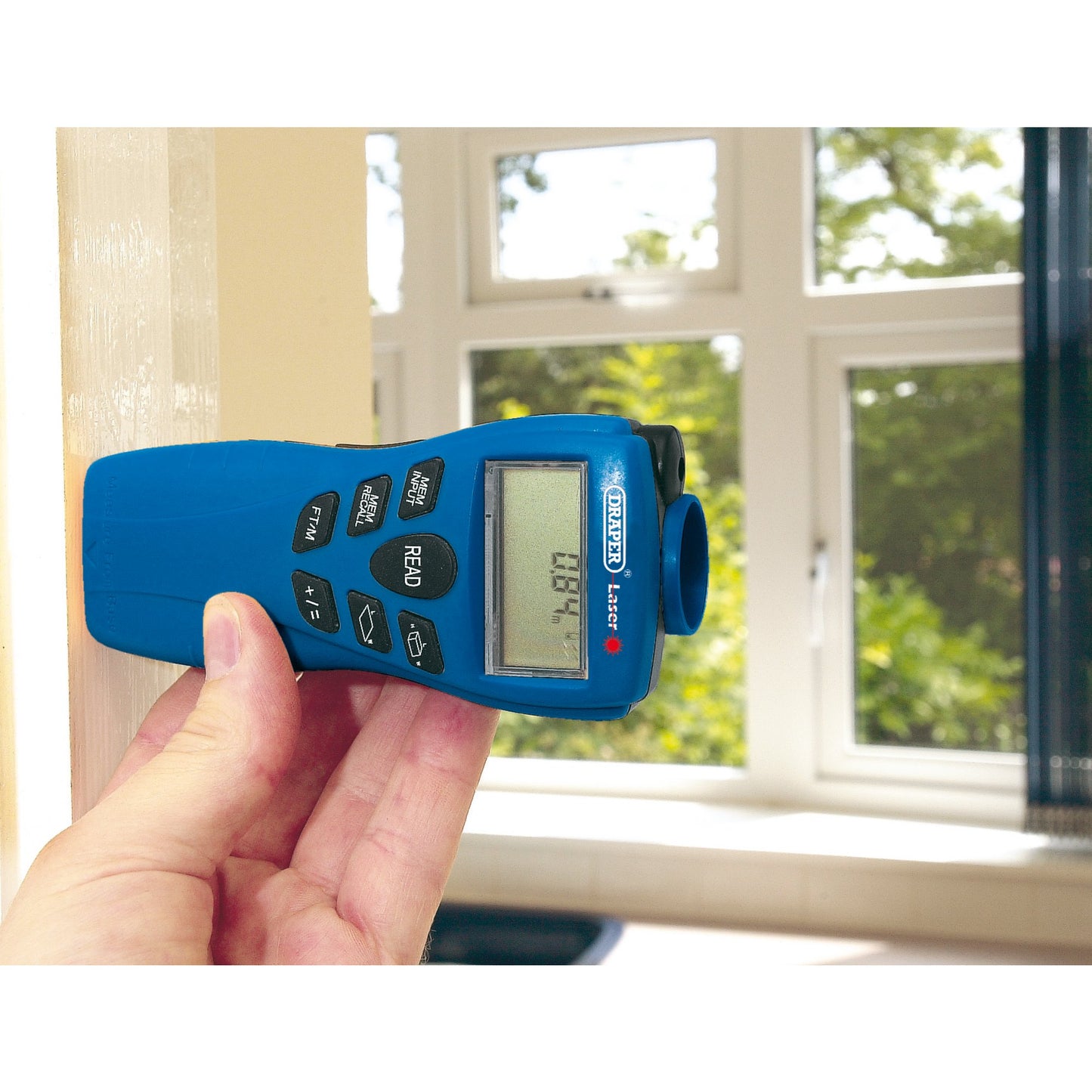 Draper Distance Measure Stud Detector with Laser Pointer 600mm to 15M 88988
