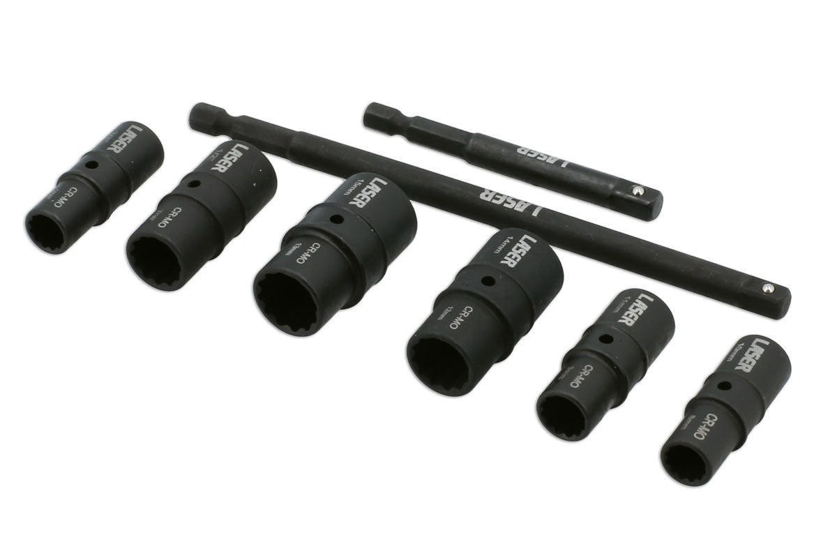 Laser Tools 1/4 "D 8pc Double End Thin Wall Socket Set 8 to 15 5/16 to 1/2" 8905