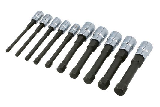 Laser Tools Reduced Shank Hex Socket Bit Set 1/4"D & 3/8"D 10pc 5mm to 14mm 8910