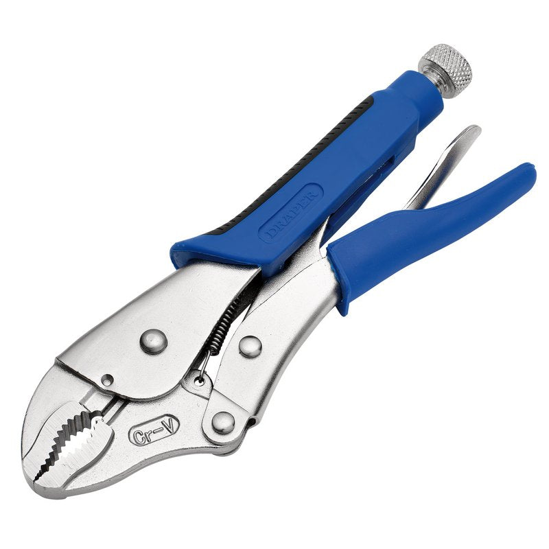 Draper Soft Grip Curved Jaw Self Grip Pliers 220mm Serrated Grip Surfaces 89124