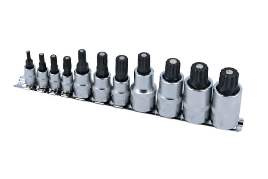 Laser Tools Magnetic Spline Bit Set 11pc M4 to M18 Supplied On A Rail 8923
