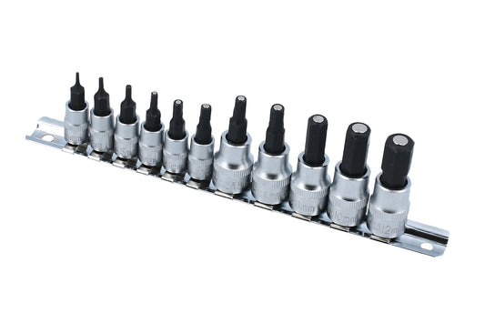 Laser Tools Magnetic Hex Bit Set 11pc 1.5 to 12mm Supplied On A Rail 8924
